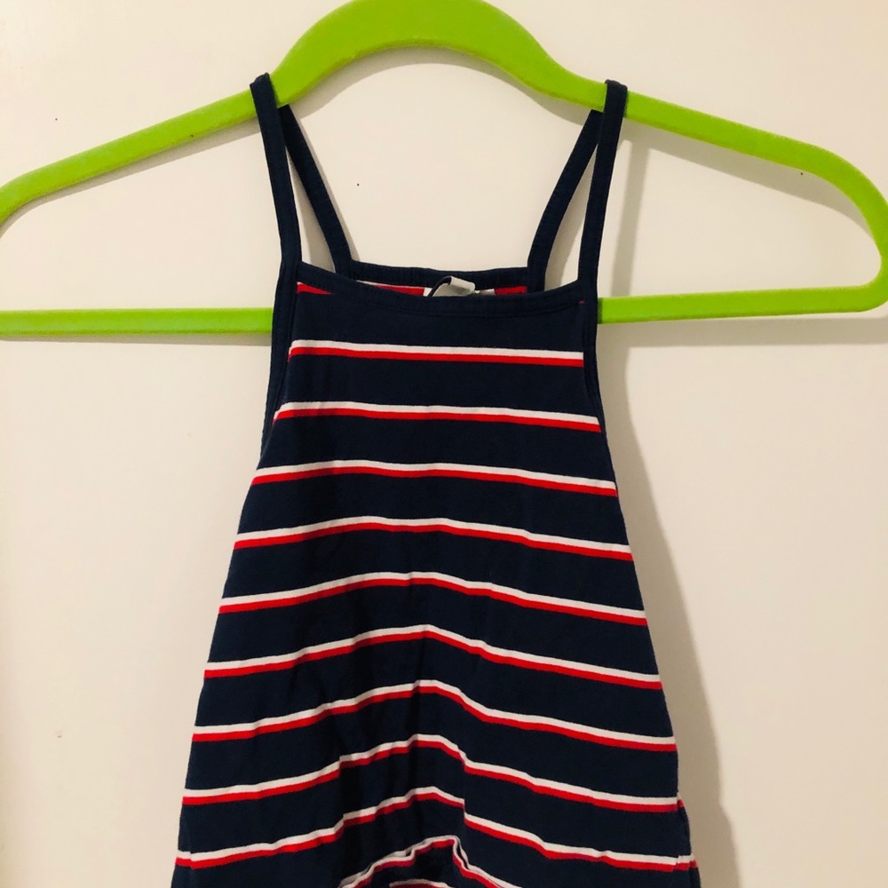red and navy blue crop top